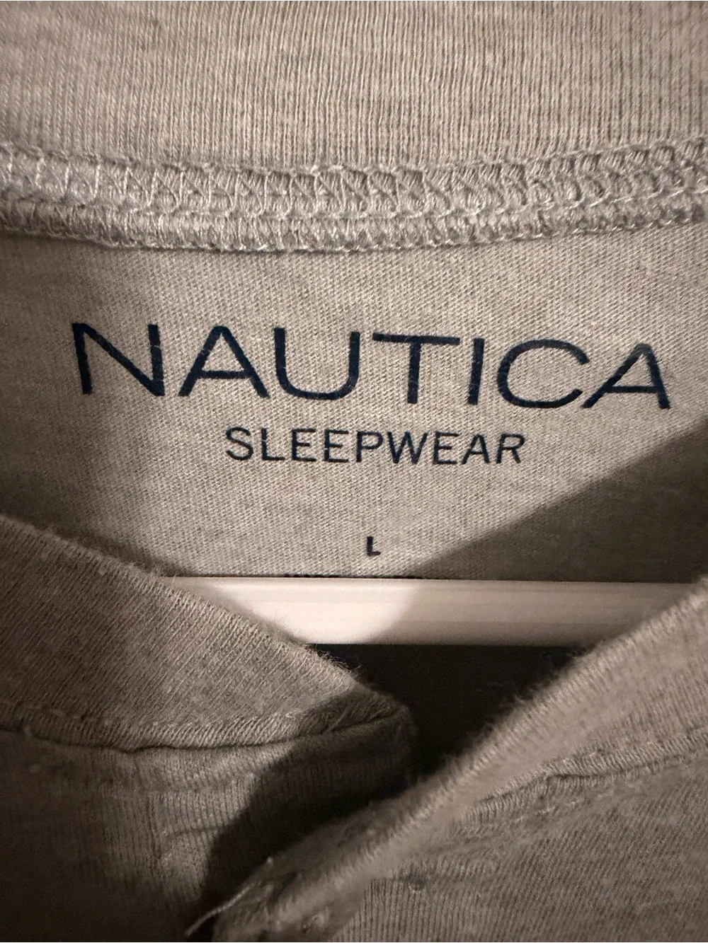 Nautica Light Gray Short-Sleeve Henley with Embroidered Sail Logo